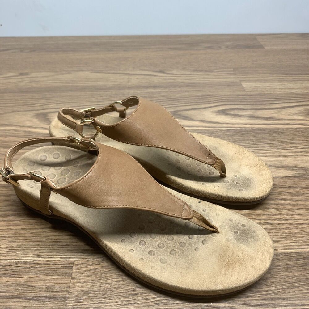 Vionic Kirra Brown Womens Sz US 9.5 Leather Comfort‎ T Strap Thong Sandals